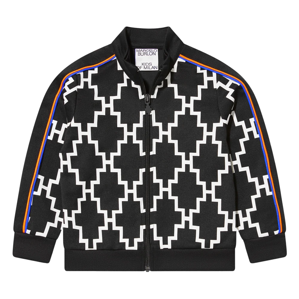 Marcelo Burlon Men's Black Cross Piping Track Zip Up