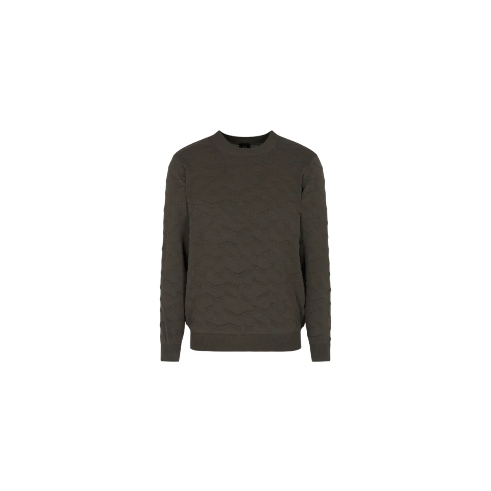 Armani Exchange Men's Green Round-Neck Knitwear, M, Crewneck Jumper