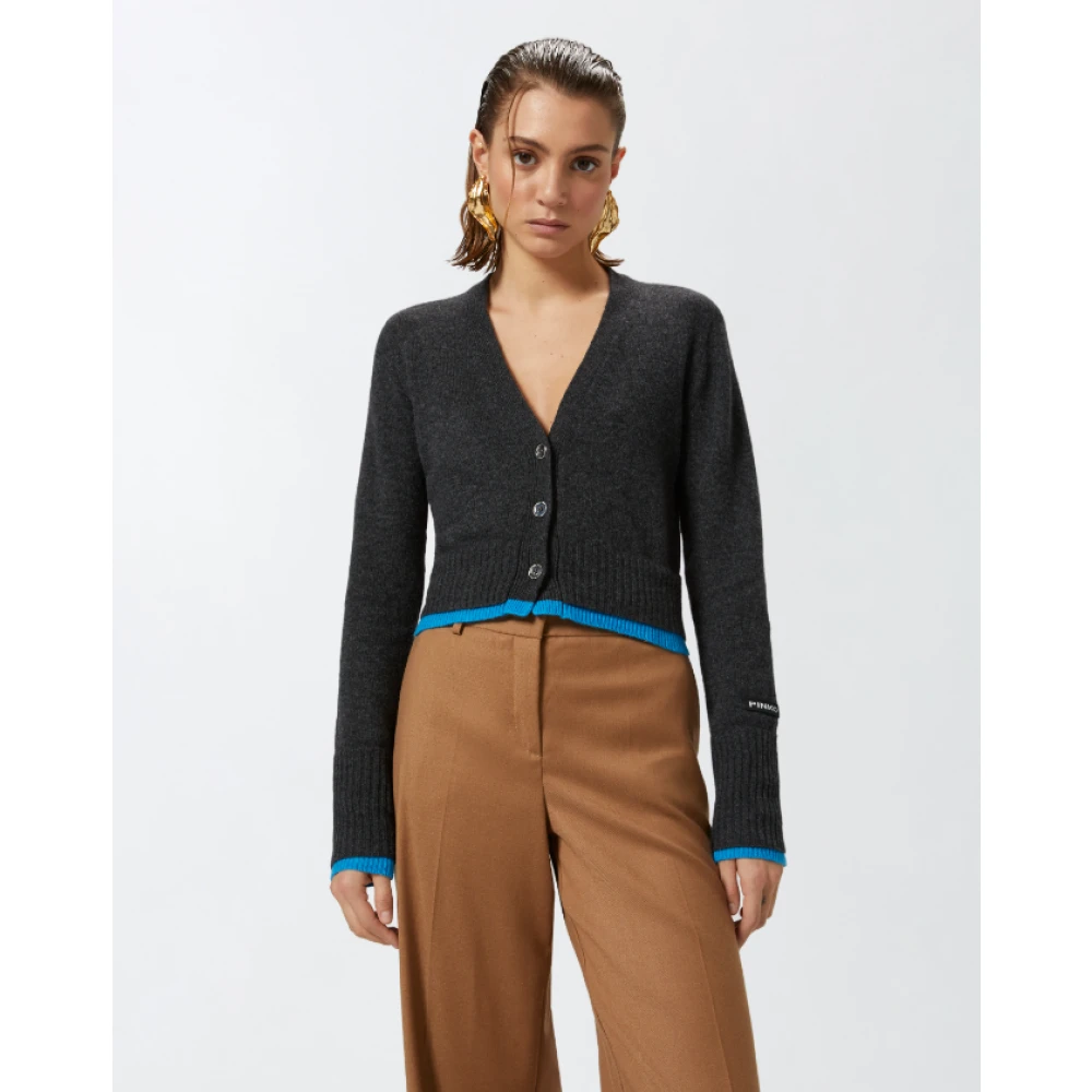 pinko Korte Cashmere Vest met V-Hals Gray Dames