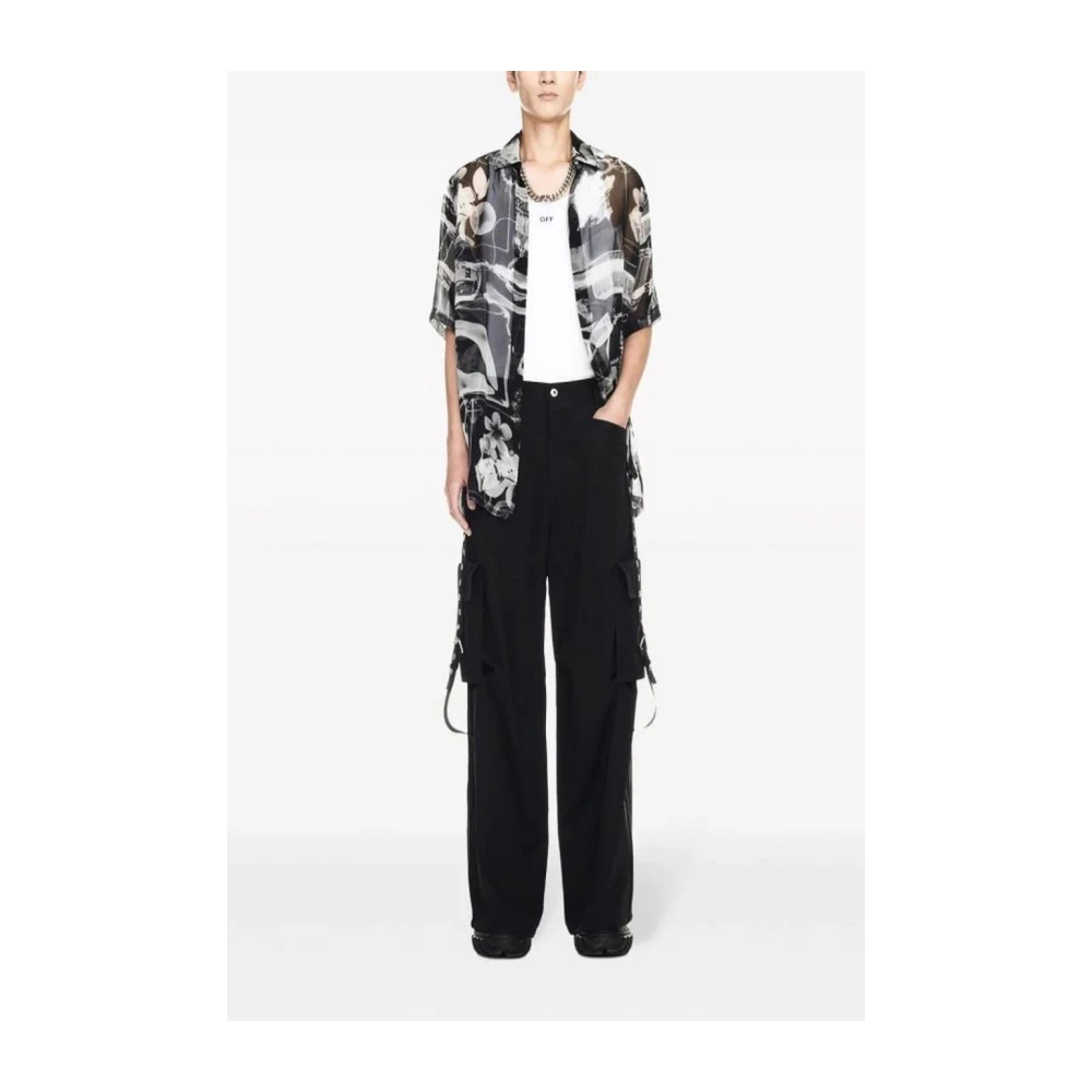 Off White Slim Fit Casual Broek Black Heren
