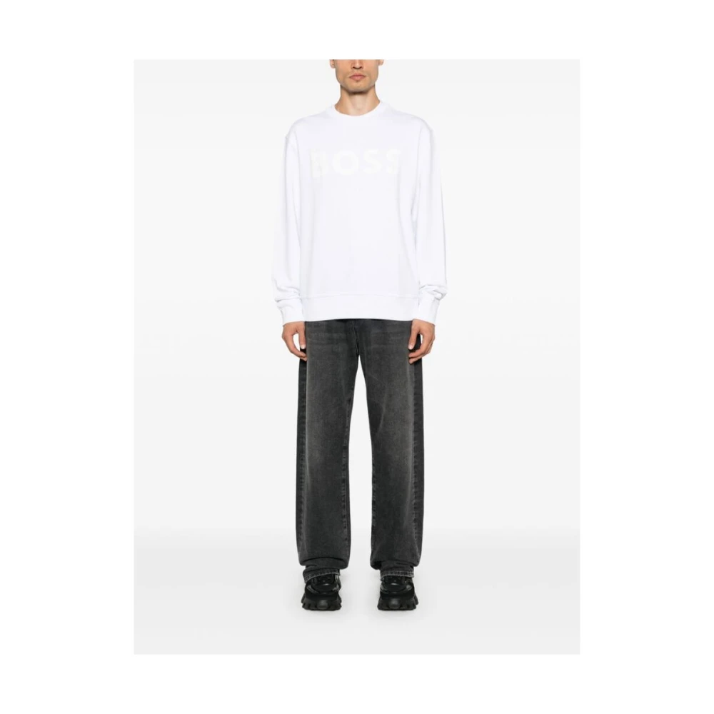 Hugo Boss Witte Katoenen Crew Neck Sweatshirt White Heren
