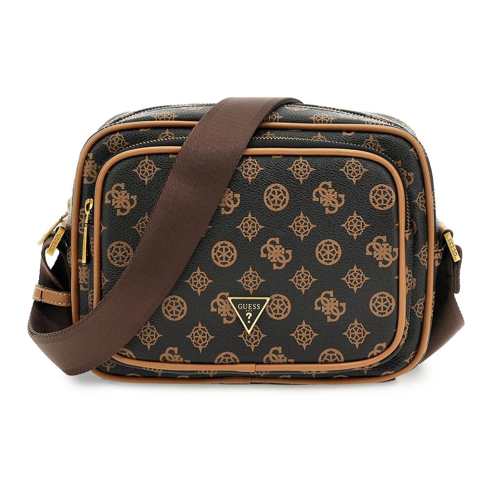 Guess Men's Brown Peony 4G Crossbody Bag - Cross Body Messenger - One Size - Bags