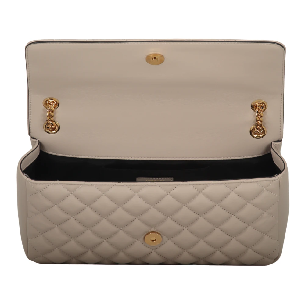 Versace Gewatteerde leren crossbodytas met ketting Beige Dames