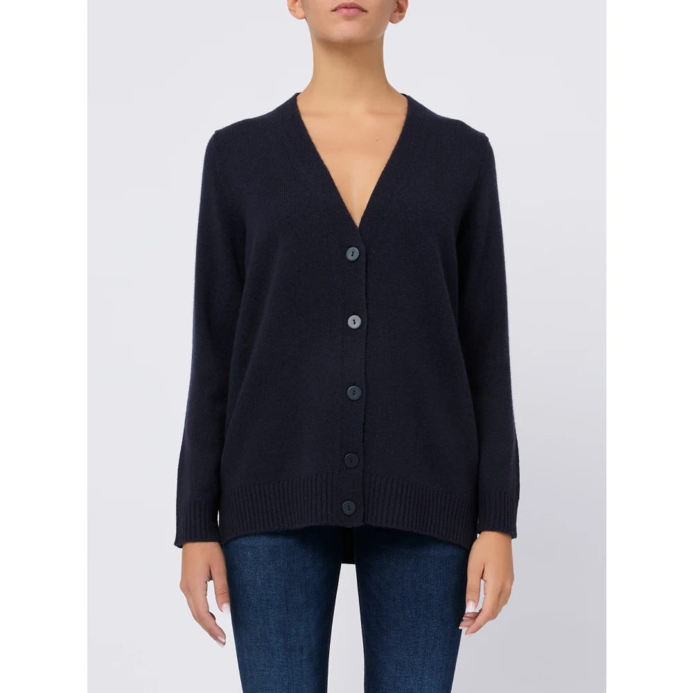 Kangra Blauwe V-hals Kasjmier Wol Vest Blue Dames
