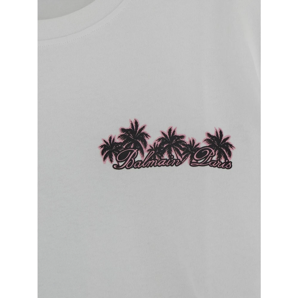 Balmain Logo Grafisch T-shirt Gray Heren