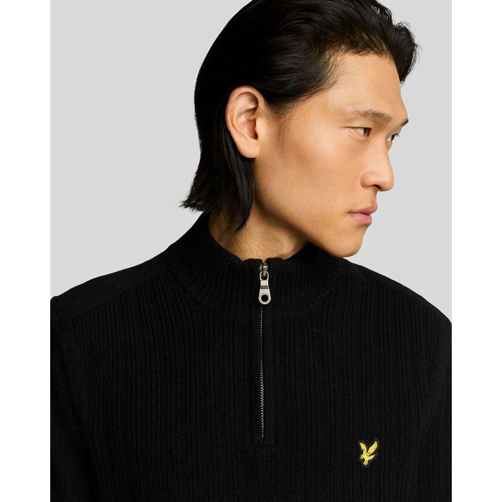 Lyle & Scott Mid Knits Geribbelde Quarter Zip Trui Beige Heren