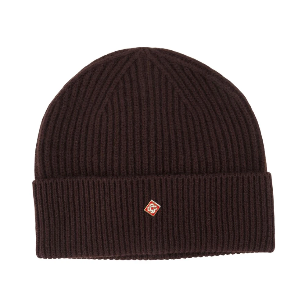 Casablanca Classic Ribbed Knit Beanie - Unisex - Accessories - Brown - S/M - Accessories
