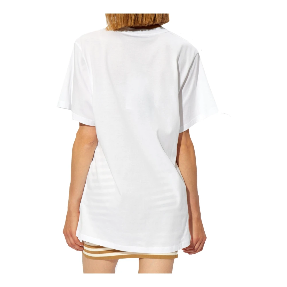 Max Mara Logo Geborduurd Katoenen T-shirt Vrouwen White Dames