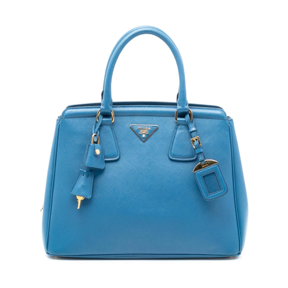 Prada Vintage Women's Blue Pre-Owned Structured Leather Satchel