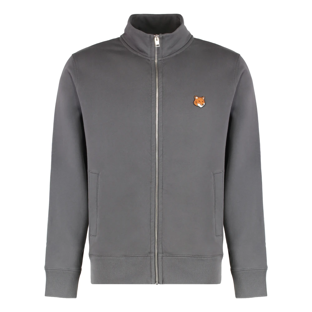 Maison Kitsuné Mannelijk Grijs Hoodies & Sweatvesten Heren, M, Katoen, Sweatshirt Met Volledige Rits Van Katoen