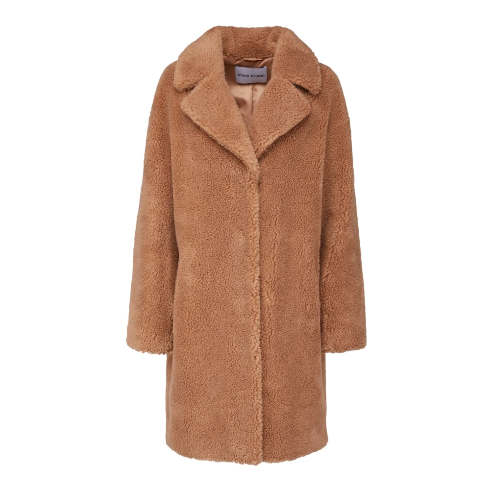 Stand Studio Teddy Faux Fur Cocoon Coat Sand Brown, Dam