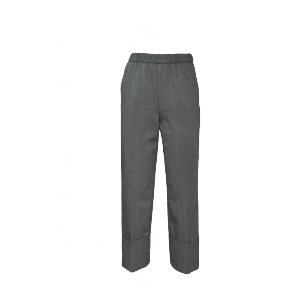 Beatrice .b Grijze Polyesterbroek met Omgeslagen Taille Gray Dames