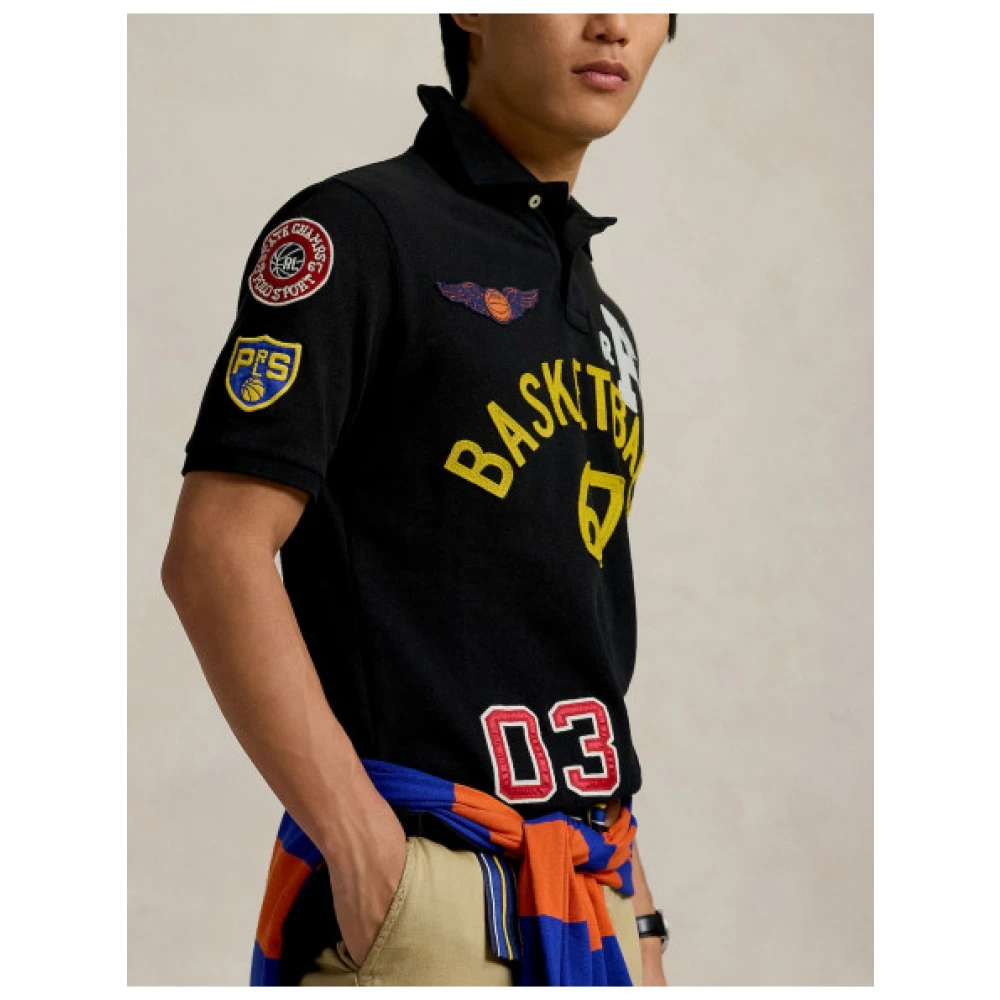 Polo Ralph Lauren Iconisch Gepatchte Basketbalstijl Shirt Black Heren