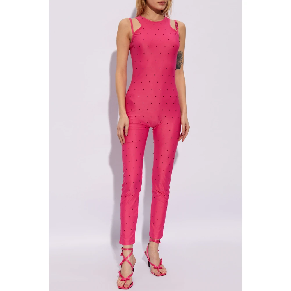 Versace Jeans Couture Jumpsuit met schouderbandjes Pink Dames