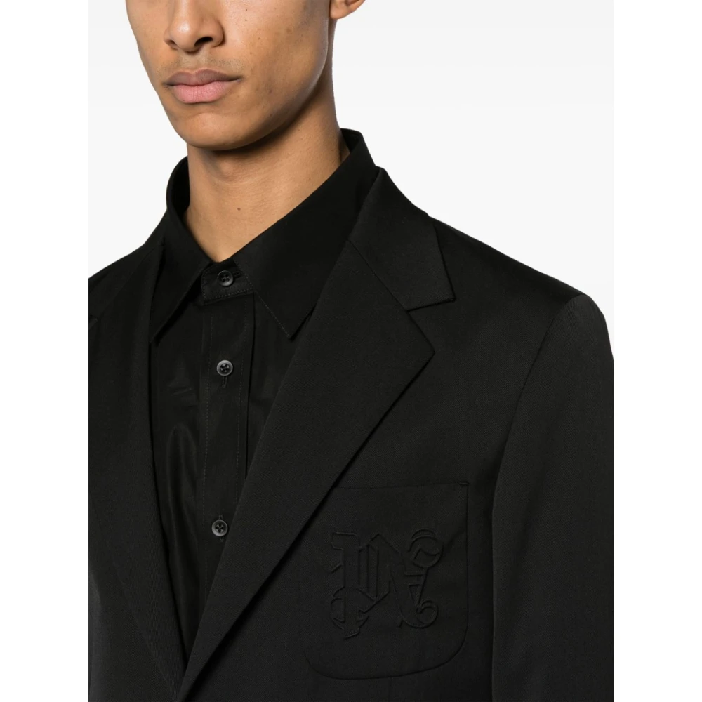 Palm Angels Zwart Monogram Blazer Black Heren