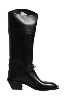 black-leather-high-boots-flats
