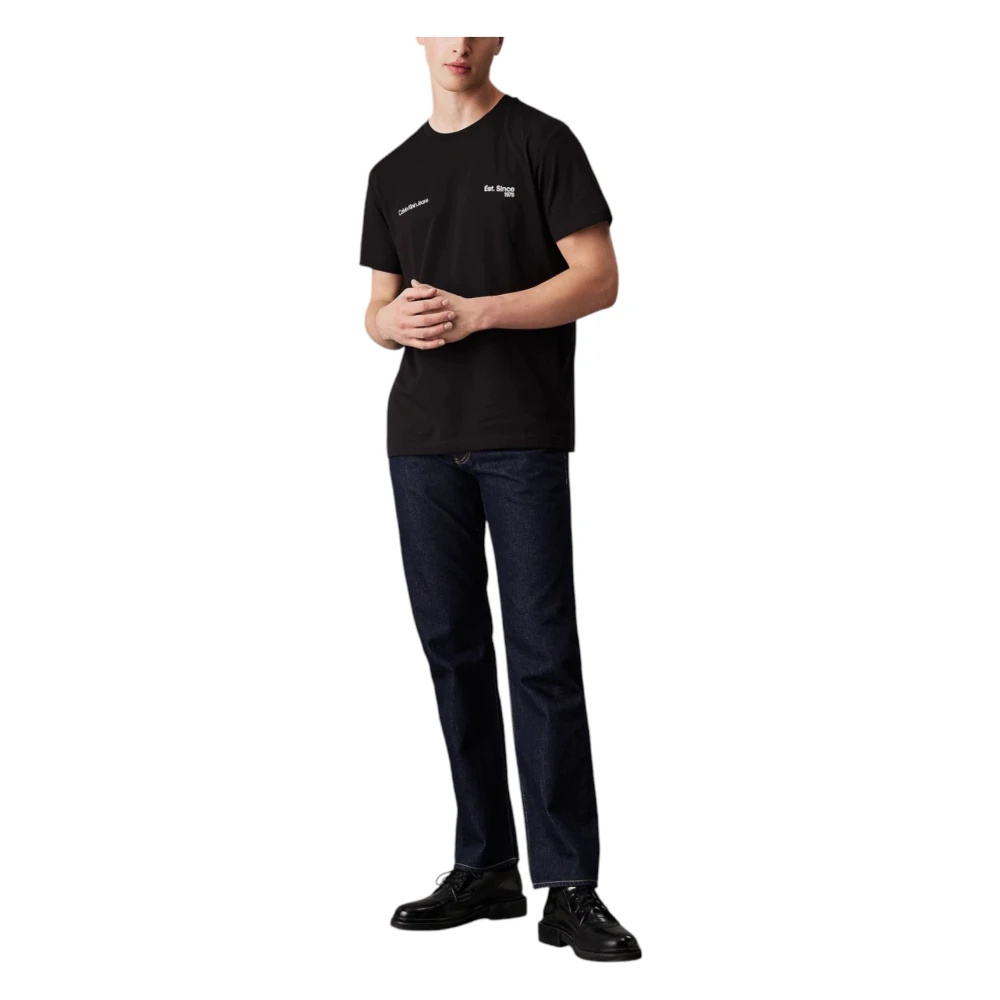 Calvin Klein Jeans Zwarte Katoenen T-shirt Korte Mouw Black Heren
