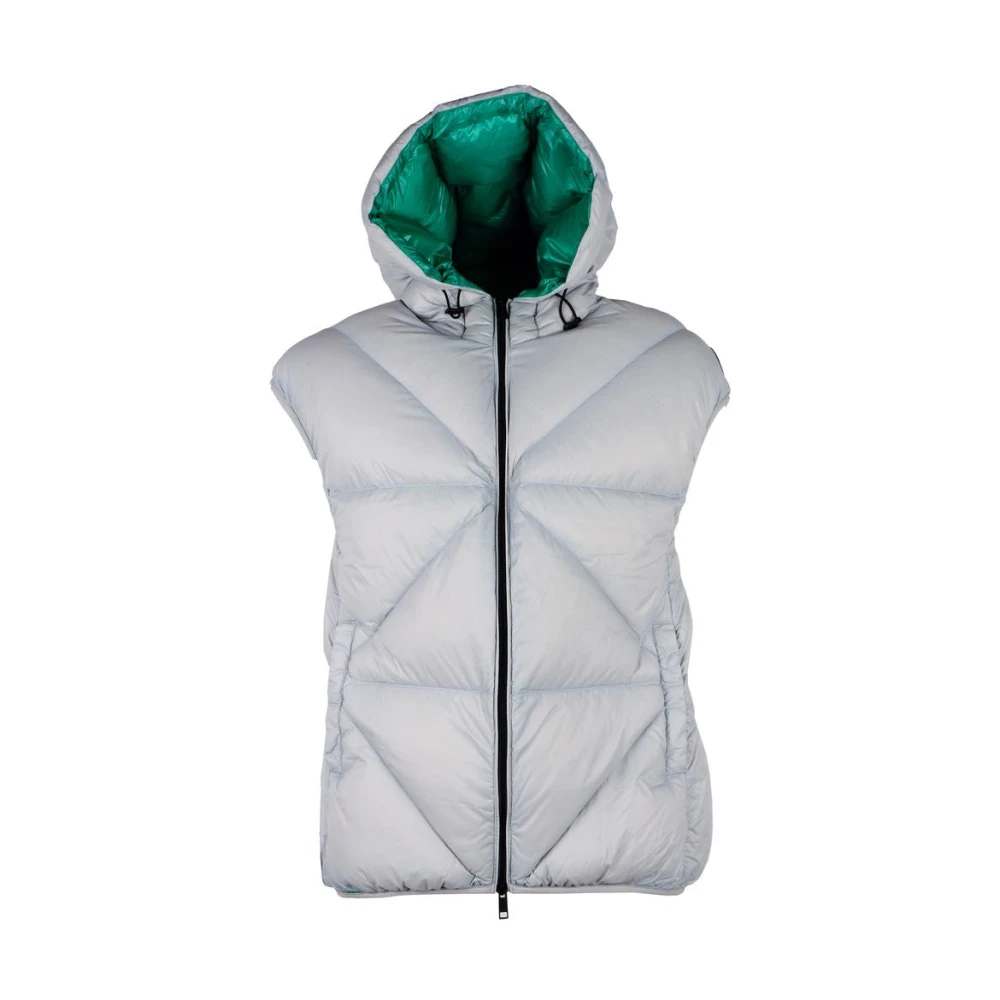 Centogrammi Chique Grijze Puffer Vest met Groene Voering Green Dames