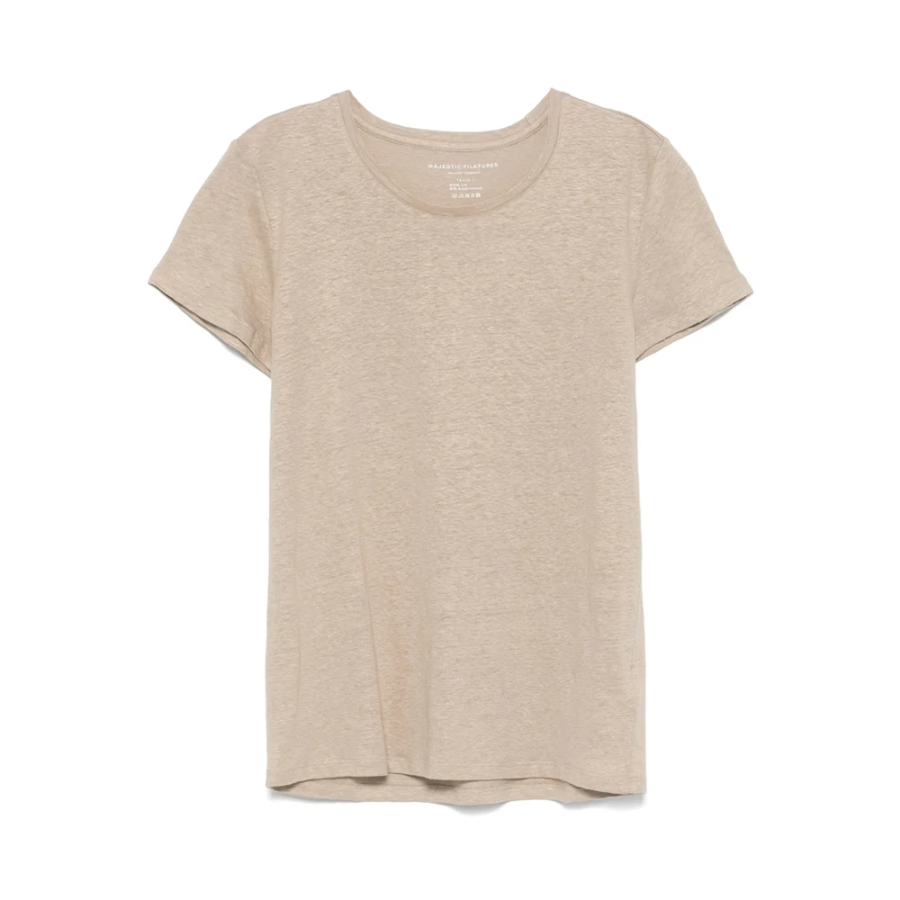 Majestic filatures Beige T-shirt Korte Mouw Beige Dames