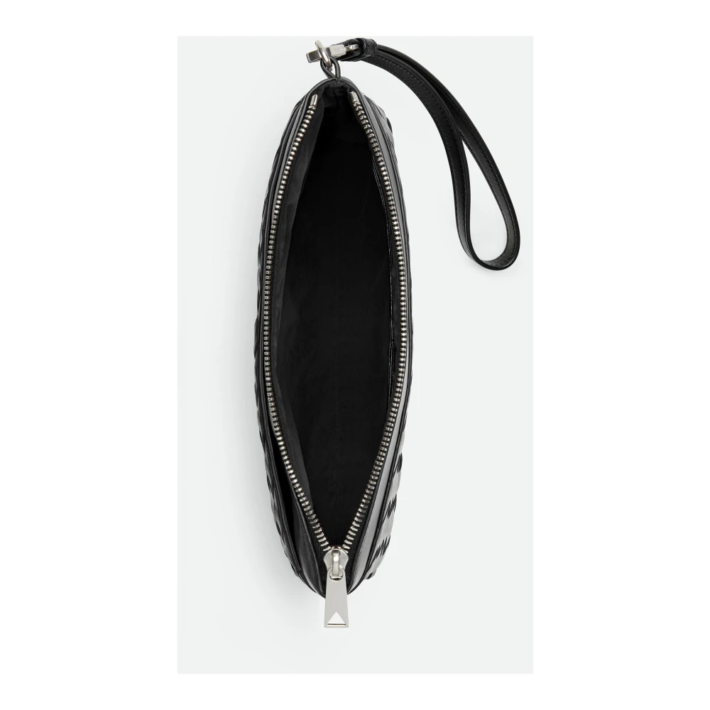 Bottega Veneta Zwarte Leren Clutch met Kaartsleuven Black Heren