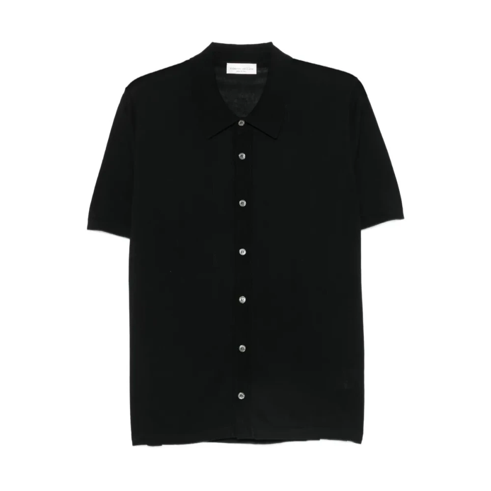 Roberto Collina Men's Black Shirt Ss - Polo Shirts - L - Tops