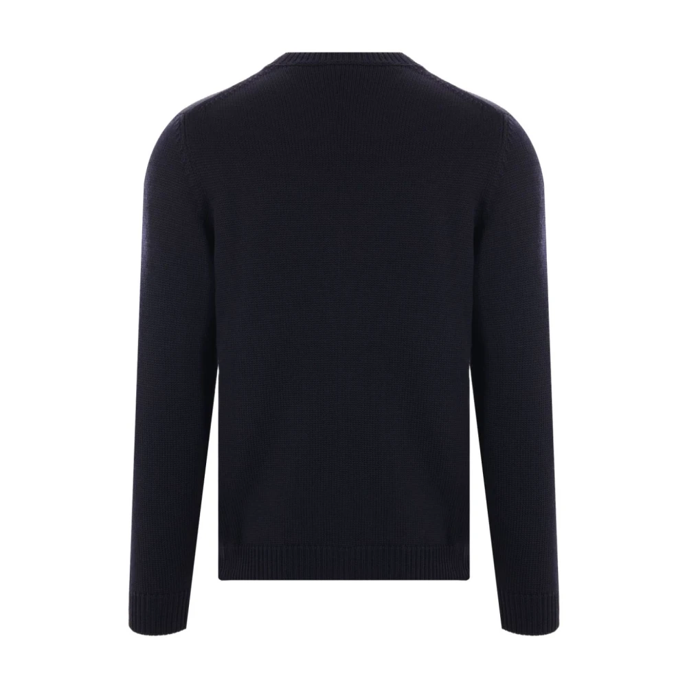 Roberto Collina Navy Gebreide Kleding Crew Neck Lange Mouw Blue Heren