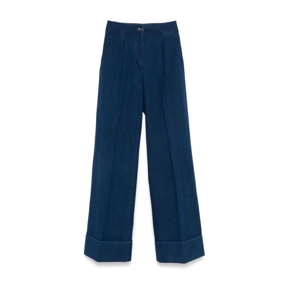 Valentino Garavani Blue Wide Trousers, Female, Xs, Pleated Trousers