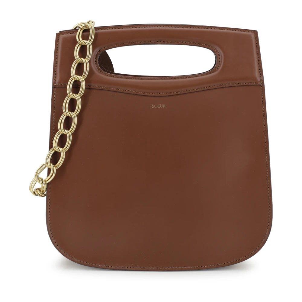 Soeur Bruine Leren Schoudertas met Kettingriem Brown Dames