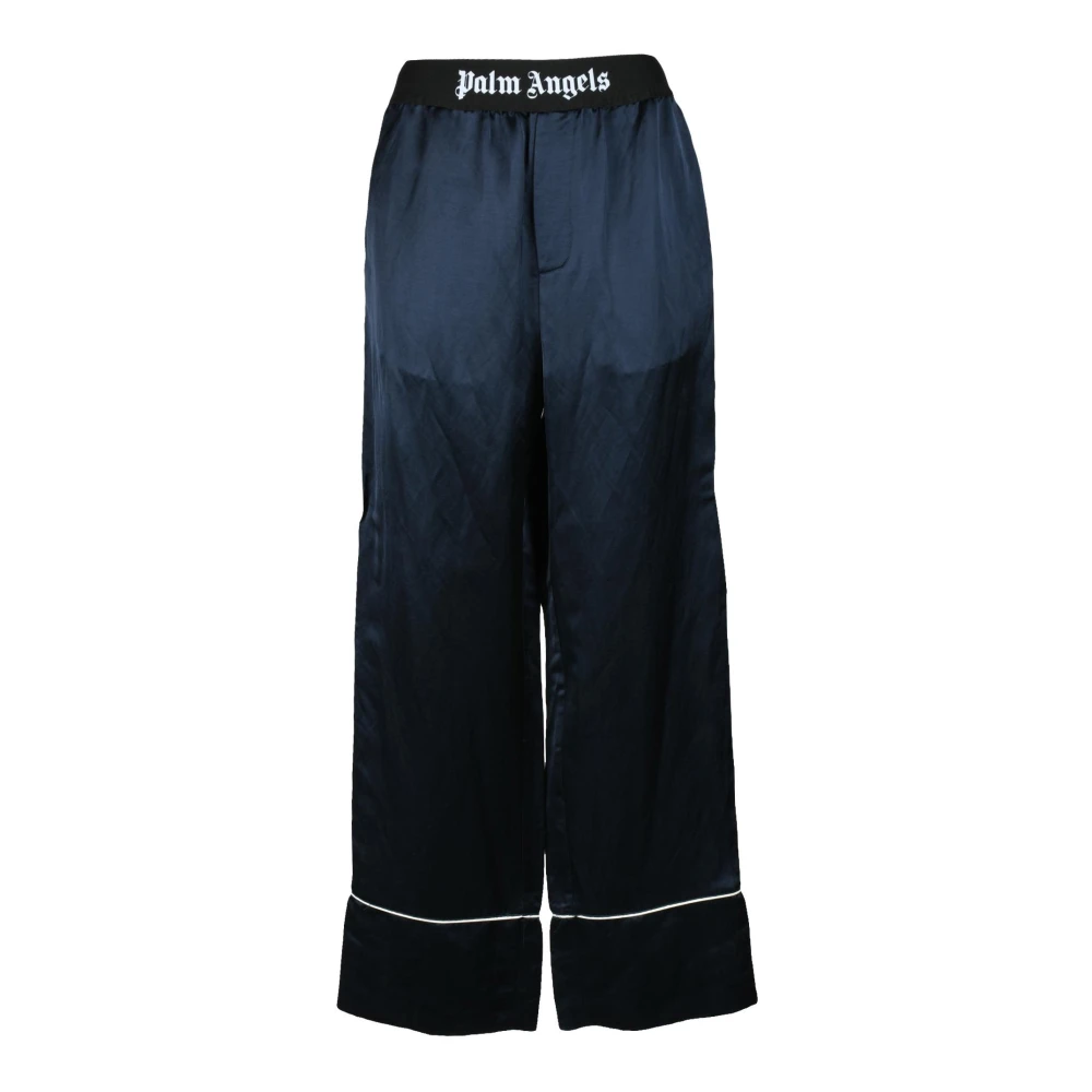 Palm Angels Linnen Viscose Broek Blue Dames