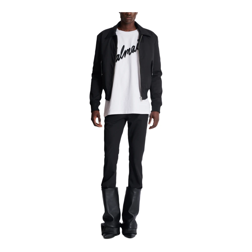 Balmain T-shirt met flock Letter logo White Heren