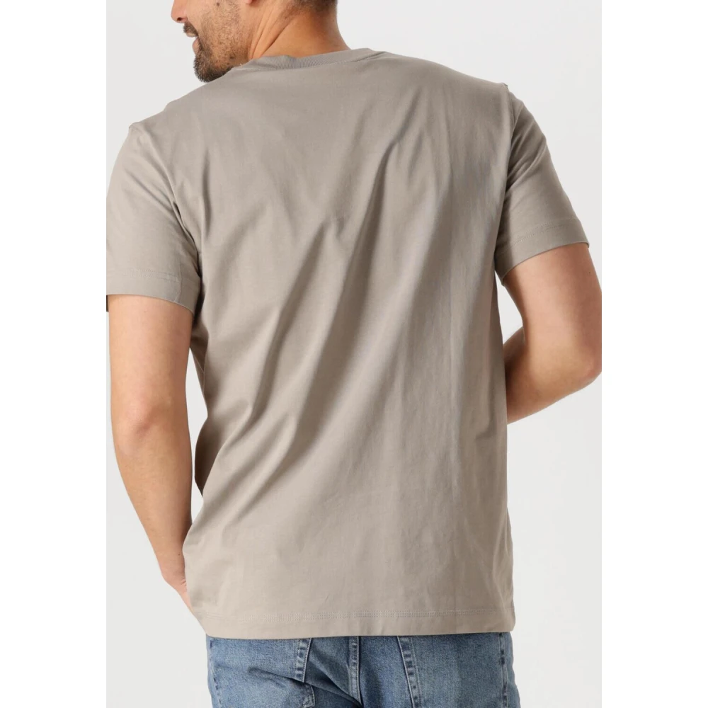 Calvin Klein Beige Woven Label Regular Tee Gray Heren