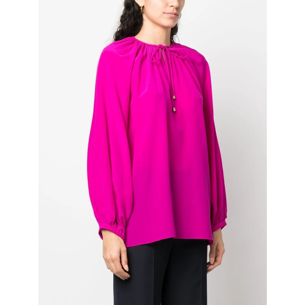 Phaeonia Fuchsia Zijden Blouse met Zelfstrik Pink Dames