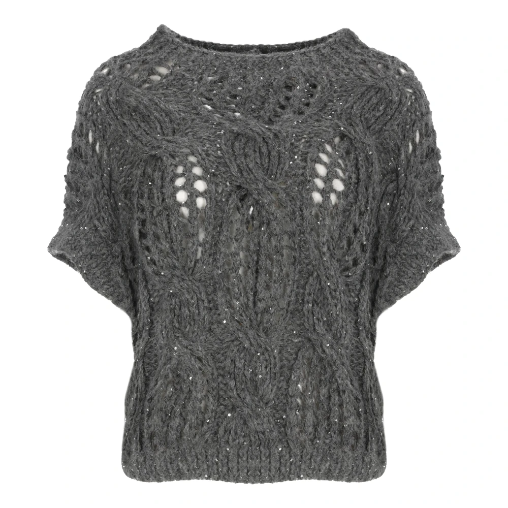 Antonelli Firenze Grijze Alpaca Blend Sequin Sweater Gray Dames