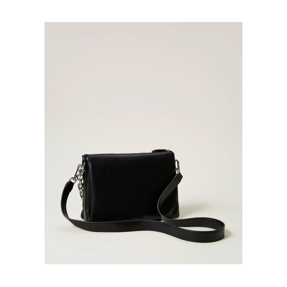 Twinset Zwarte schoudertas met strass Black Dames