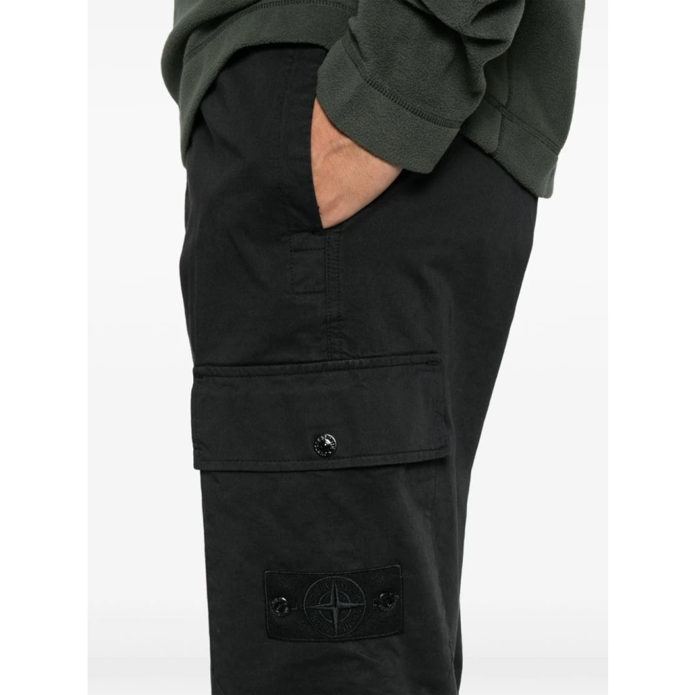 Stone Island Zwarte Cargo Trekkoordbroek Black Heren