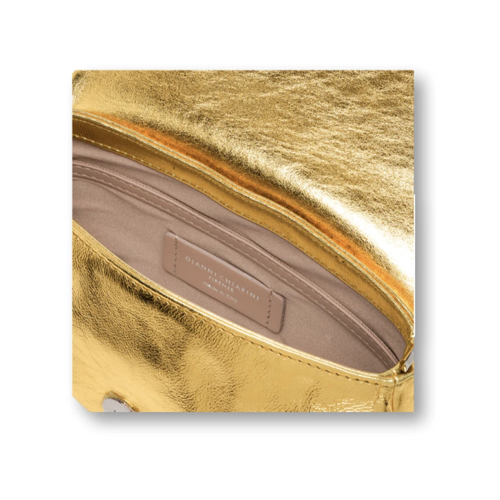 Gianni Chiarini Metallic Leren Schoudertas Adele Yellow Dames