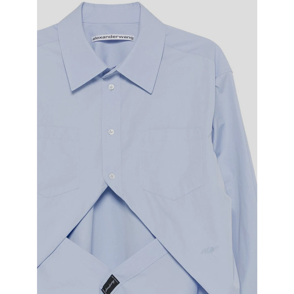 alexander wang Katoenen Pull Back Shirt Blue Dames