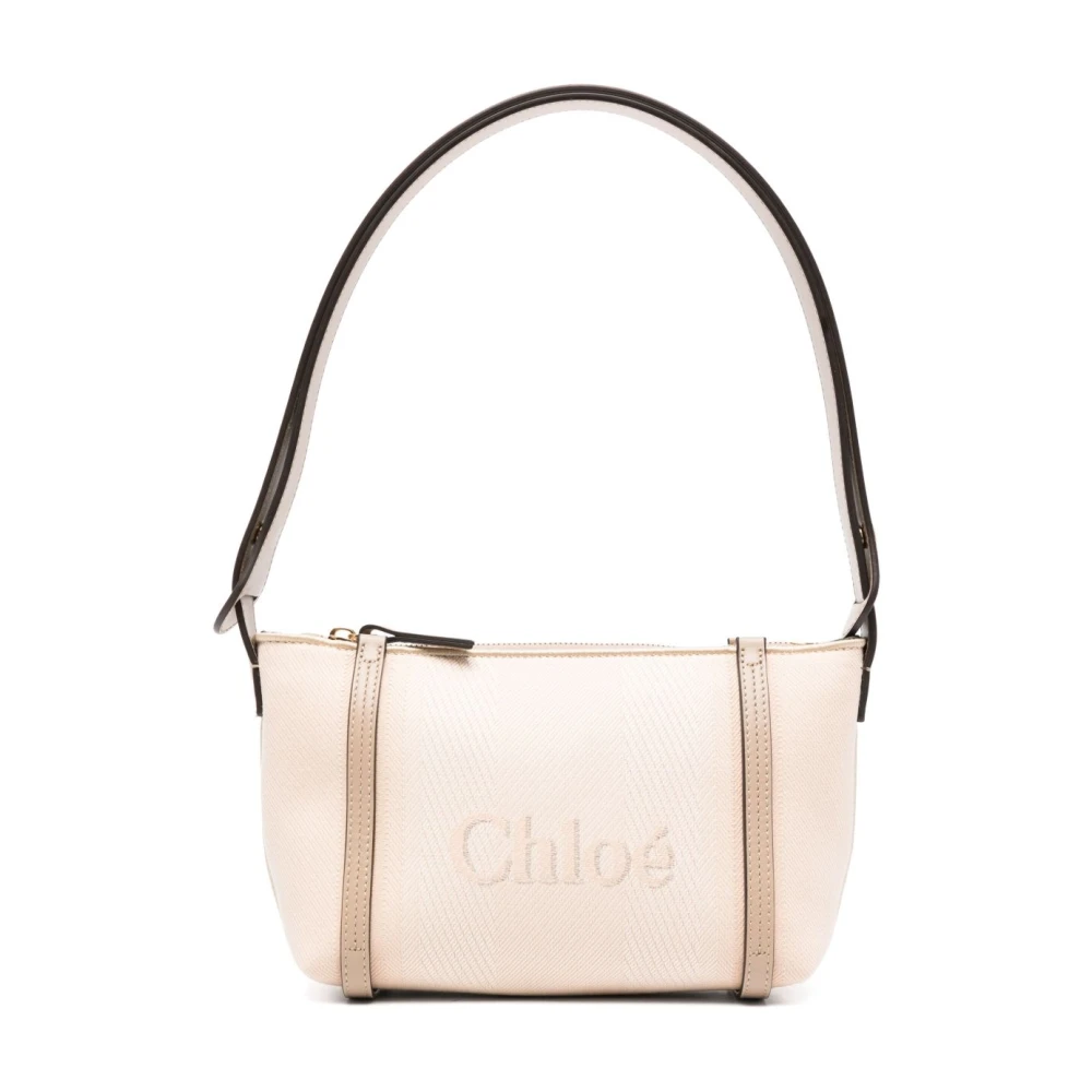 Chloé , Shoulder Bags, Female, Beige, One Size, Embroidered Logo Beige Shoulder Bag
