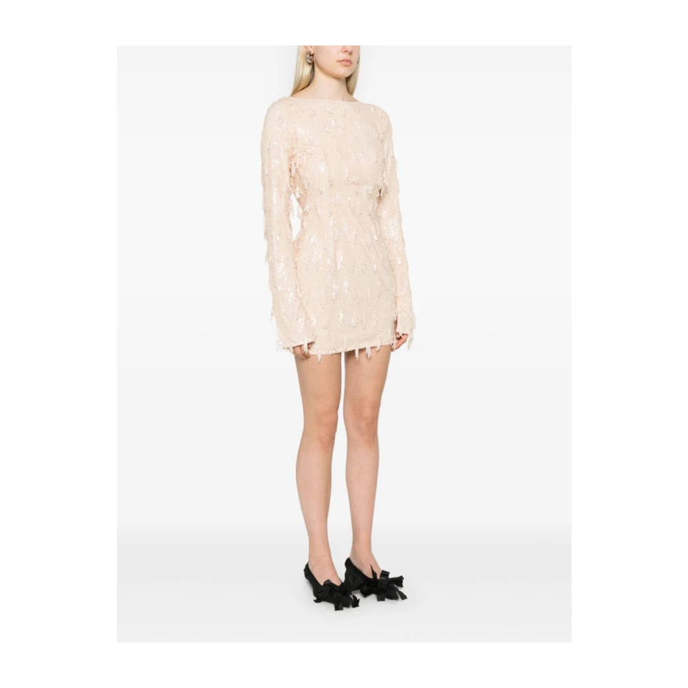 Rotate Birger Christensen Sequin Boatneck Mini Jurk Beige Dames