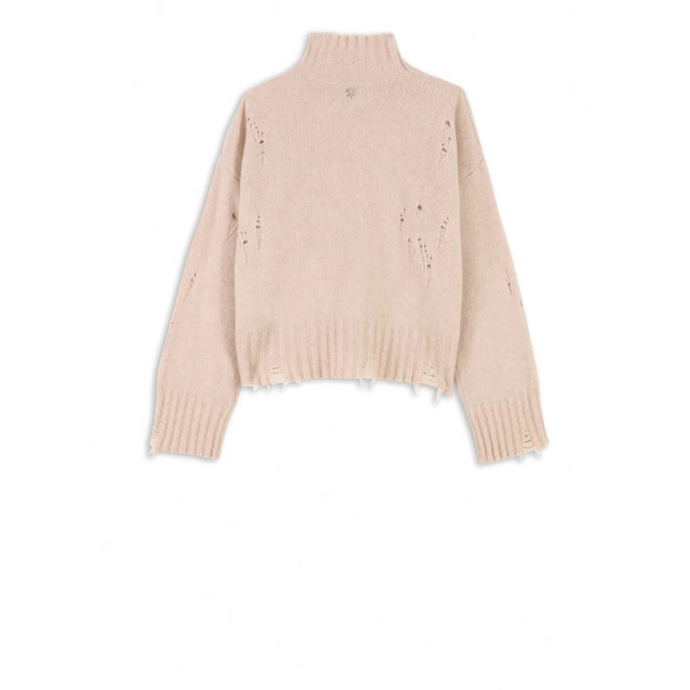 Aniye By Zachte hoge hals wollen trui Beige Dames