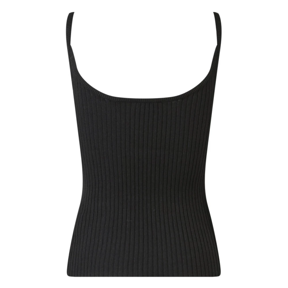 Courrèges Zwarte Gebreide Tanktop met AC-logo Black Dames