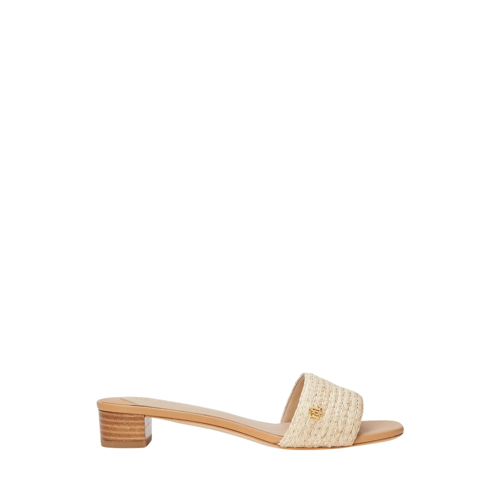 Ralph Lauren Women's Beige Sandals Fay In Raffia With Logo