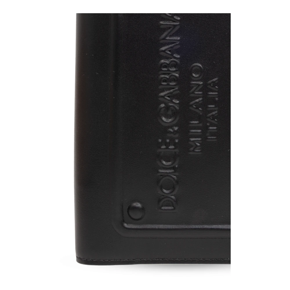 Dolce & Gabbana Leren paspoorthoesje Black Heren