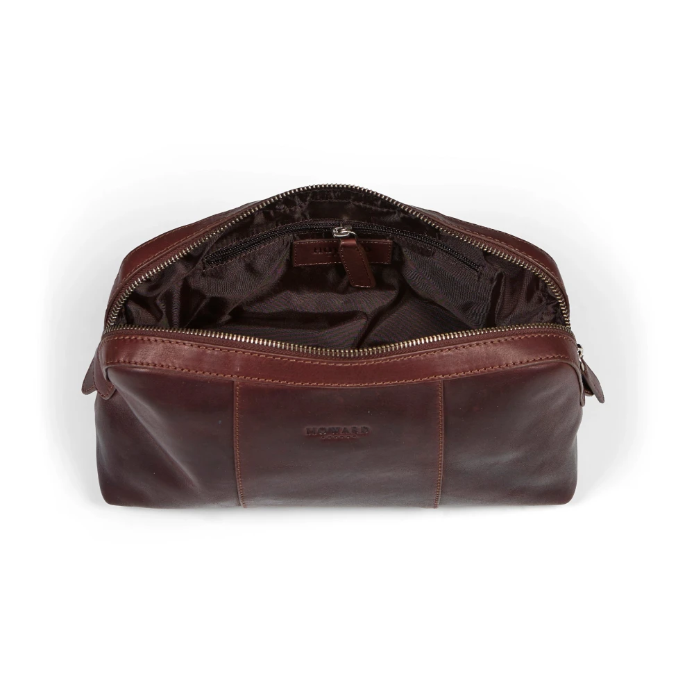 Howard London Bruin lederen heren toilettas organizer Brown Heren