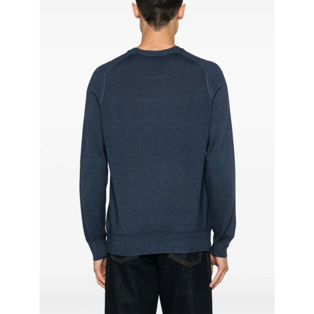 ETRO Blauwe Bicolor Wollen Trui Blue Heren