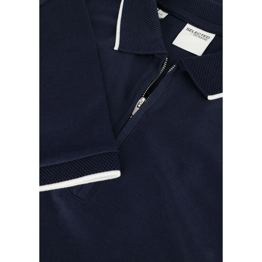 Selected Homme Sport Zip Polo voor Heren Blue Heren