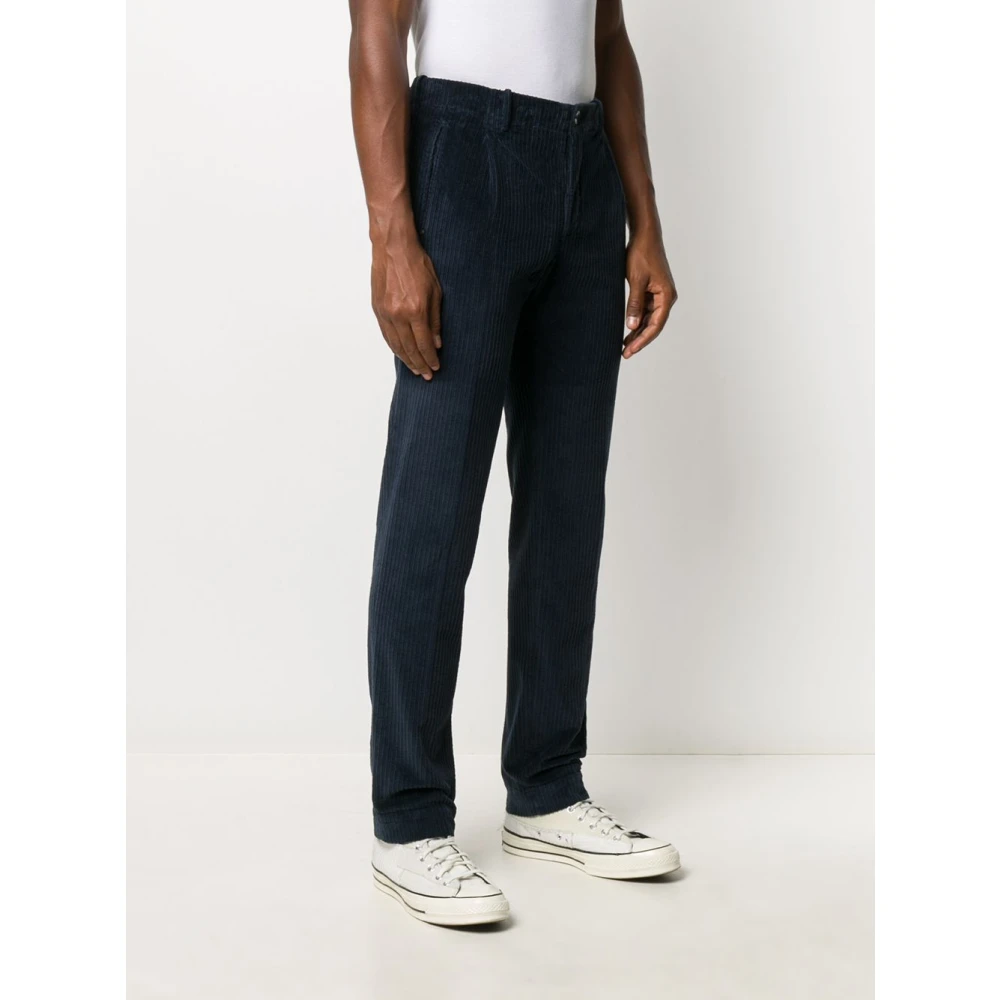 Incotex Blauwe Katoenen Broek met Riemlussen Blue Heren