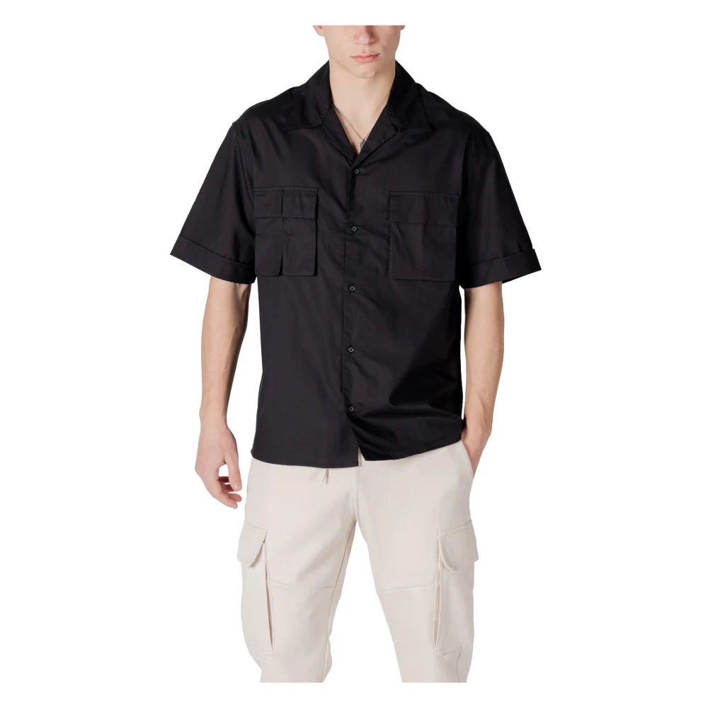 Antony Morato Zwarte V-hals shirt met zakken Black Heren