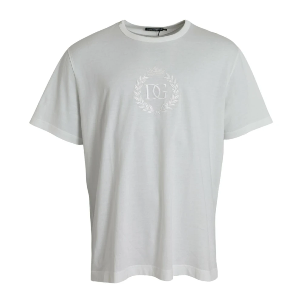 Dolce & Gabbana Men's White Cotton Logo Crewneck T-Shirt