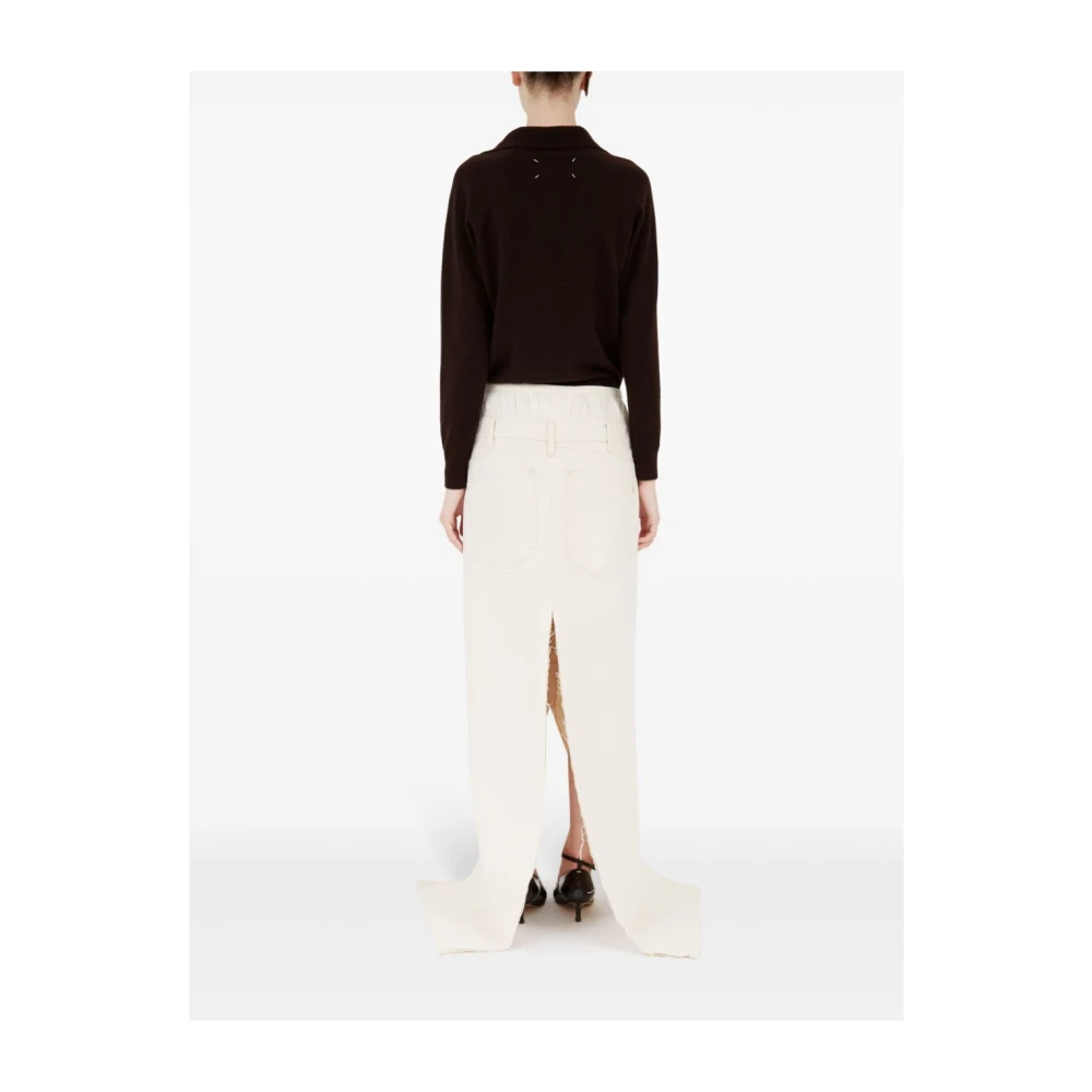 Maison Margiela Crème Denim Lange Rok met Intiem Top Effect White Dames